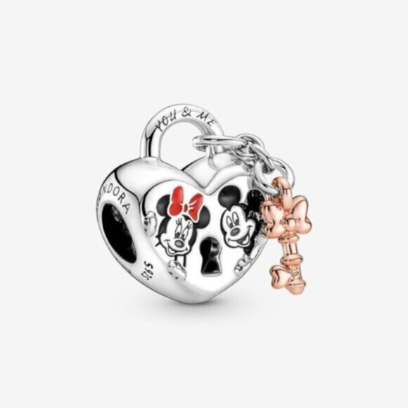 Pandora Mickey Mouse & Minnie Mouse Padlock Charm - Picture 1 of 6